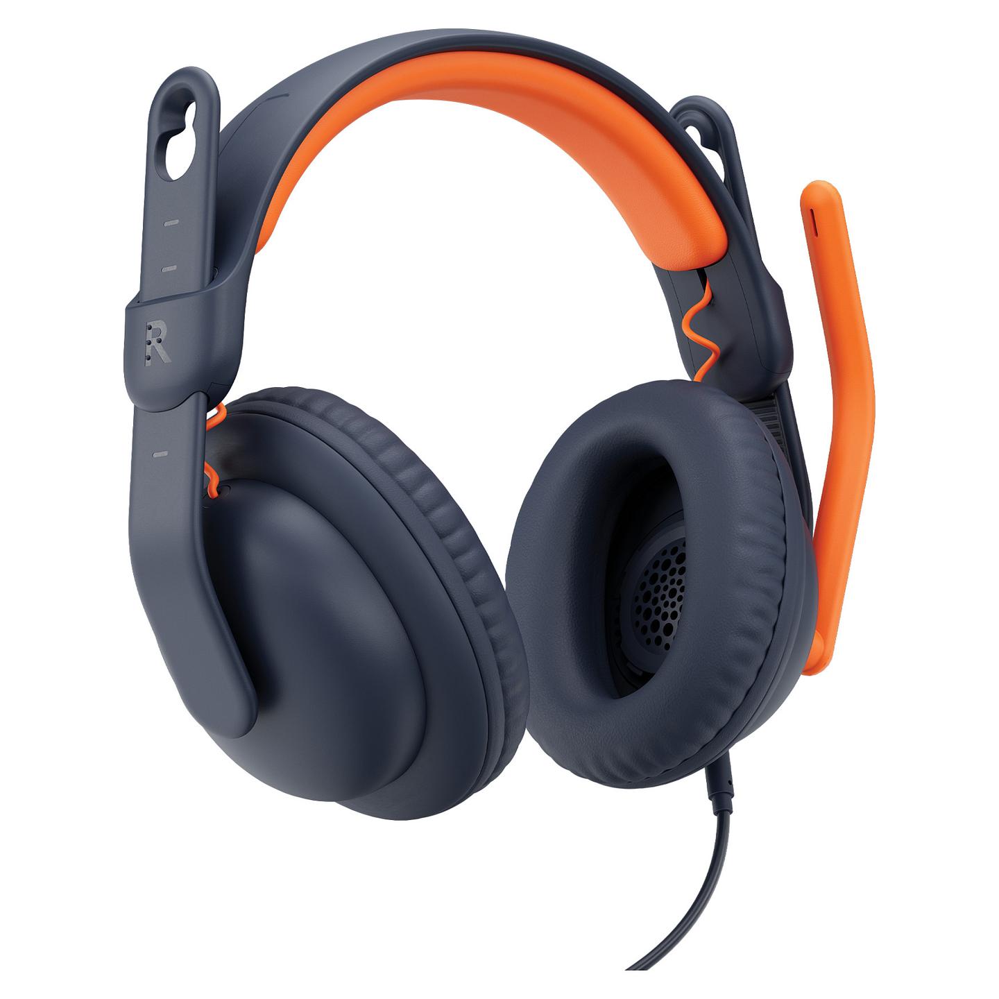 Kufje me kabllo Logitech Zone Learn / On-Ear / 32mm / Mikrofon Boom / 3.5mm / Kabllo 1.2m - Blu/Portokalli - 14