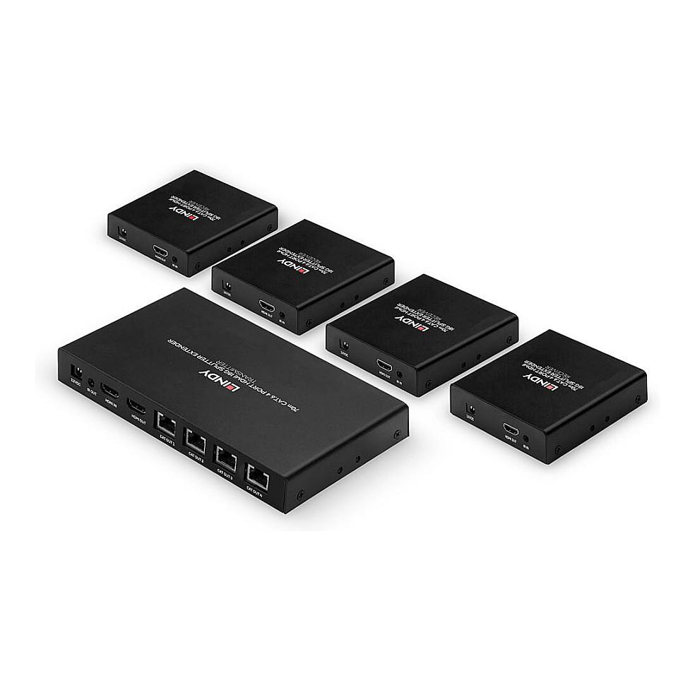 Splitter Extender HDMI Lindy 38262, 1 hyrje në 4 dalje, 4K 60Hz, Cat.6, deri në 70m - Zezë - 2