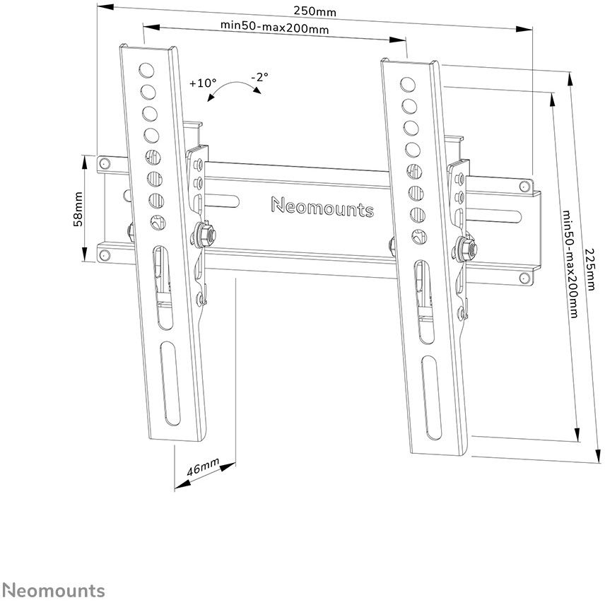 Mbajtëse për Monitor Neomounts WL35-350BL12 / 24"-55" / 25kg / VESA 50x50-200x200 - Zezë - 13