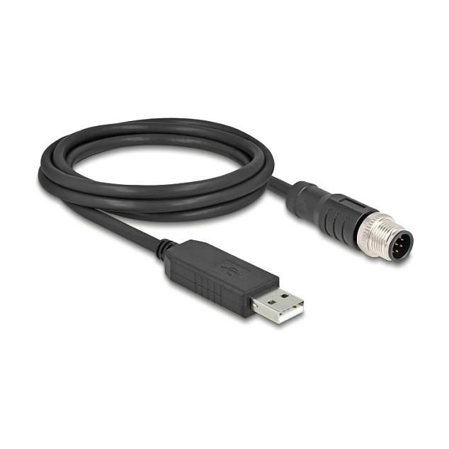 Kabllo USB DeLOCK 64257, USB-A në M12 RS-232, 1.8m, USB 2.0, FTDI FT231X - Zezë - 2
