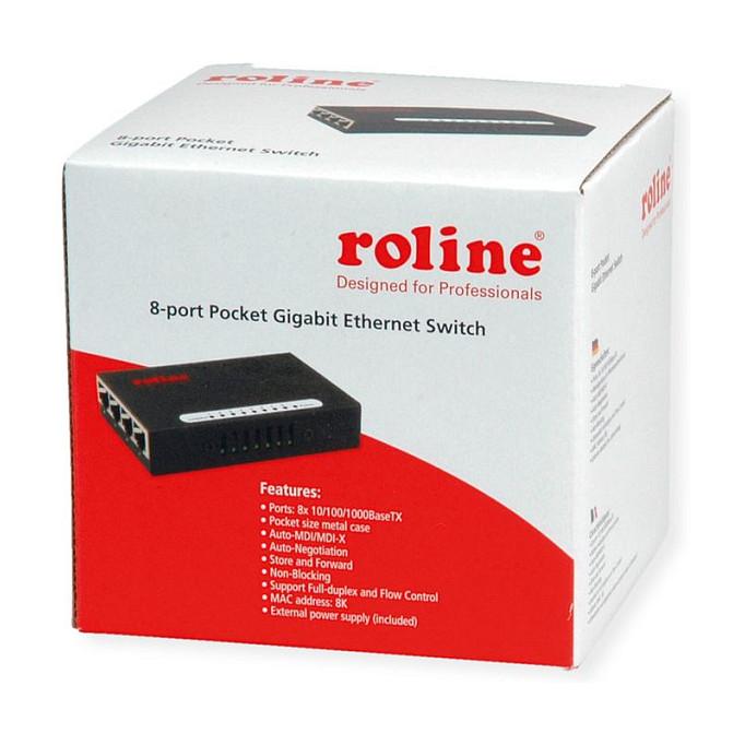 Switch ROLINE 21.14.3530, 8x Gigabit Ethernet RJ45, 16Gbps - Zezë - 2