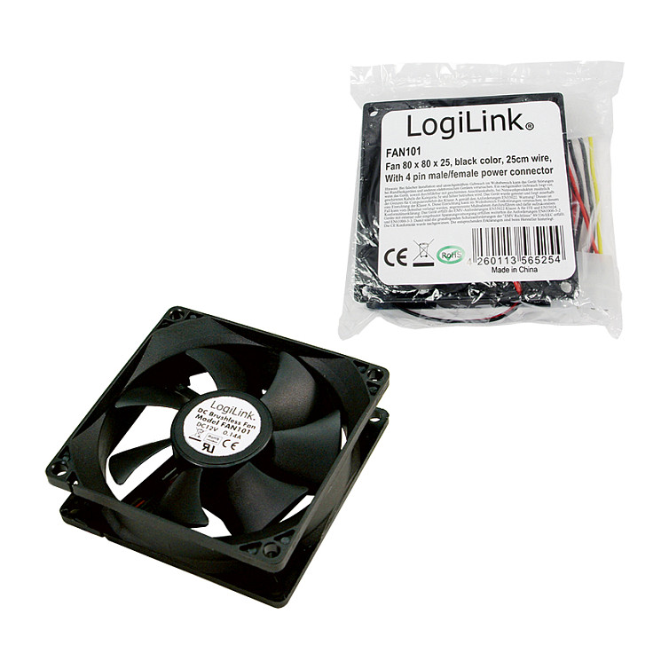 Ftohës për Kasë LogiLink FAN101 / 80mm / 2500 RPM / 50 CFM / 32.6 dBA / Sleeve Bearing – Zezë - 3