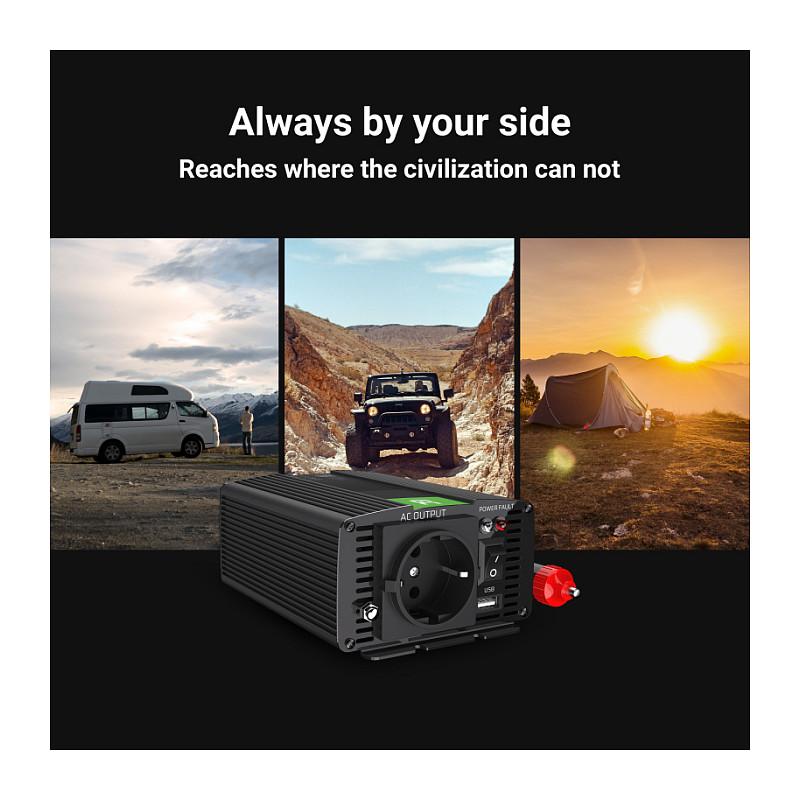 Inverter Green Cell INV28, 24 V, për automjet - Zezë - 7