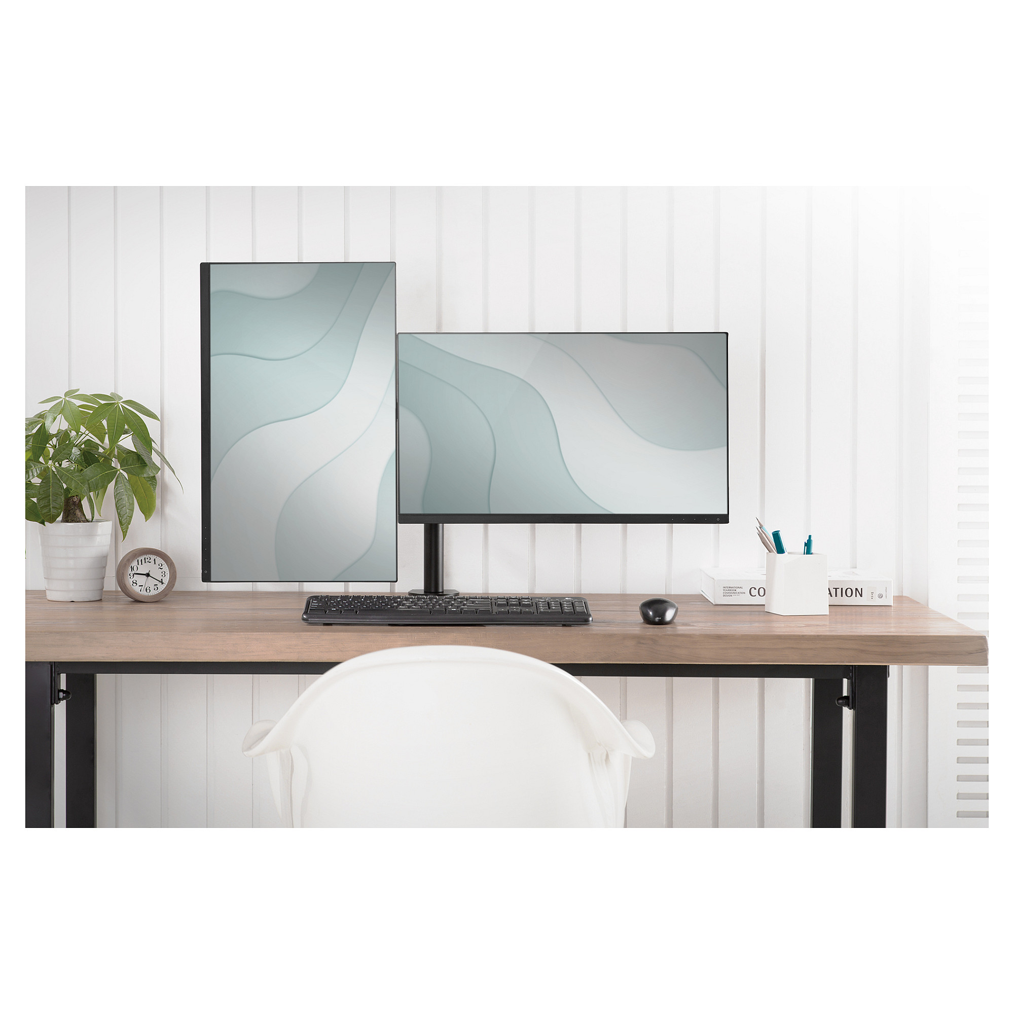 Mbajtëse për Monitor DIGITUS / 15″–32″ / deri në 16 kg / për 2 Monitorë / Lartësi të Rregullueshme - Zezë - 8