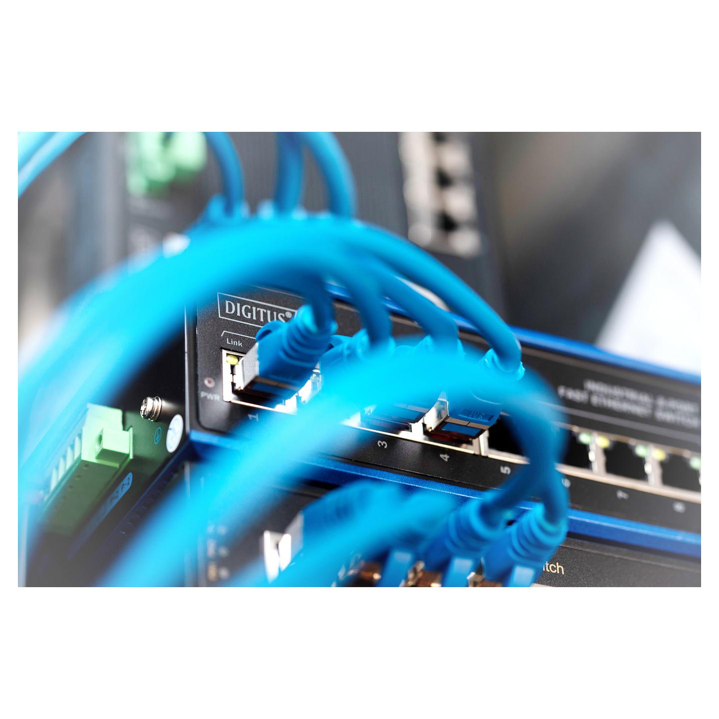 Switch Industrial DIGITUS DN-650106, 8x Fast Ethernet RJ45, 10/100Mbps, 1.6Gbps, IP40, DIN-Rail - Blu - 5