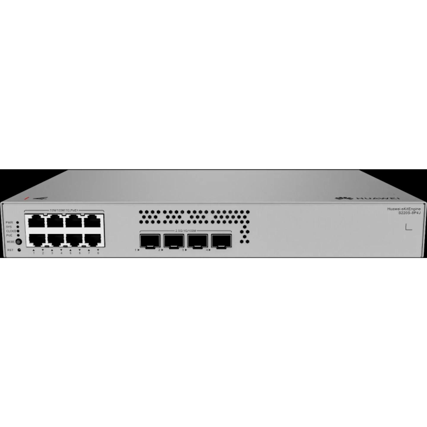 Switch Huawei eKitEngine S220S-8P4J, 8x Gigabit Ethernet RJ45 PoE+, 4x SFP 2.5G, PoE 128W, 36Gbps, Layer 2 Managed - Hiri - 4