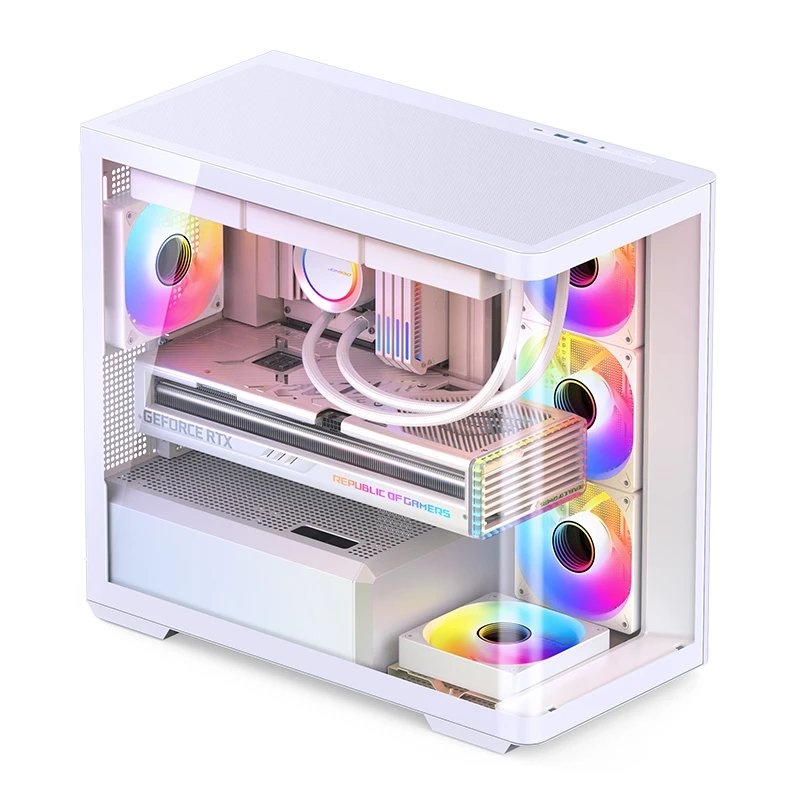 Kasë PC Jonsbo D300 / Midi Tower / Micro-ATX / Tempered Glass - Bardhë - 2