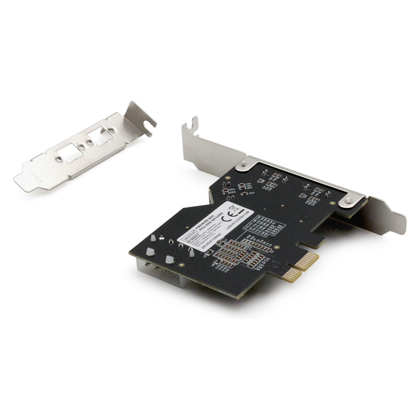 Kartë Zgjerimi DIGITUS DS-30203-2, PCI Express x1, 3x FireWire 800 9-Pin, 2x të jashtme + 1x të brendshme, 100/200/400/800Mbps, XIO2213B, Low Profile - 5