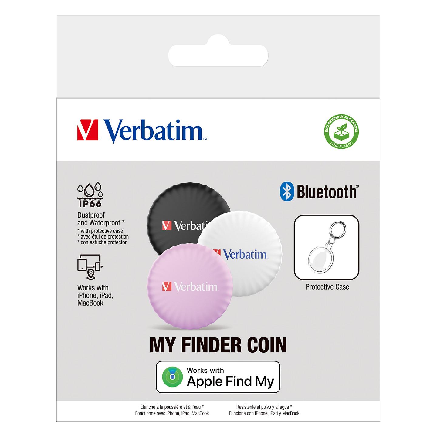 Gjurmues Verbatim My Finder Coin / Bluetooth / 3 copë - Zezë/Bardhë/Rozë - 4
