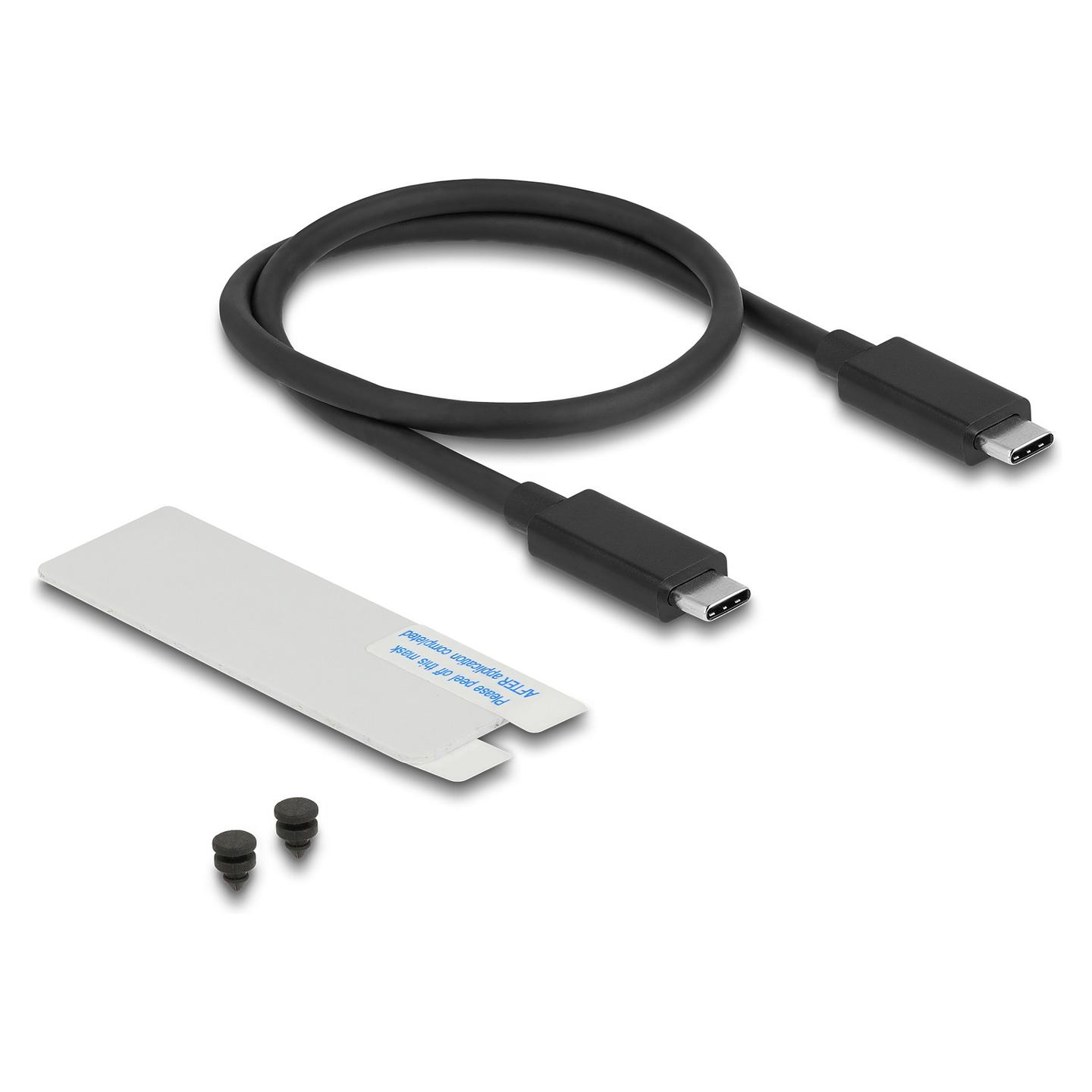 Këllëf për Disqe DeLOCK 42025 / M.2 NVMe 2280 / USB 40Gbps / USB-C / LED / Ventilator - Hiri - 4