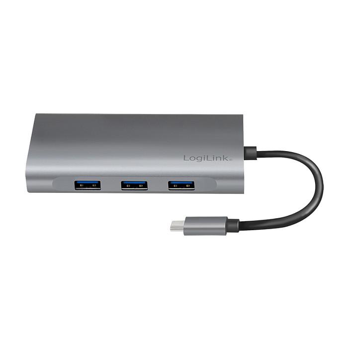 Docking Station LogiLink UA0383, USB 3.2 Gen1, USB-C, 10-Port, Power Delivery 100W - Argjend - 5