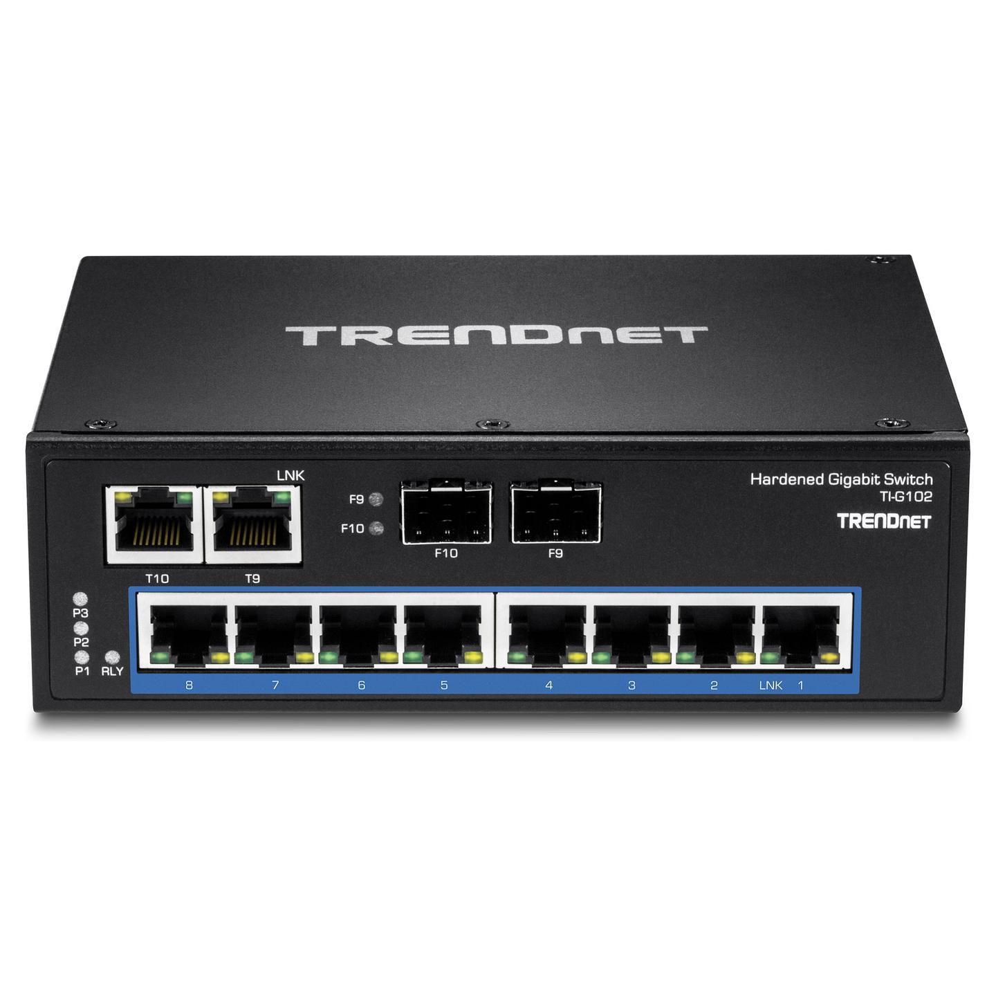 Switch Industrial TRENDnet TI-G102, 8x Gigabit Ethernet RJ45, 2x Gigabit RJ45/SFP Combo, 20Gbps, IP30, DIN-Rail - Zezë - 2