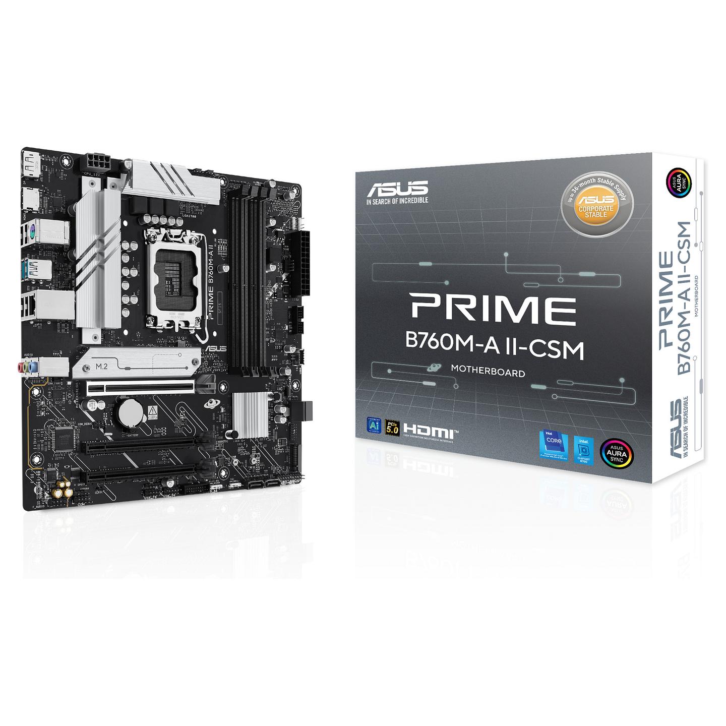 Pllakë Amë ASUS PRIME B760M-A II-CSM / Intel LGA1700 / DDR5 / Micro-ATX / 2.5GbE LAN - 7