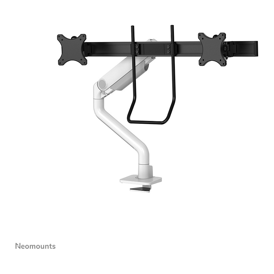 Mbajtëse për Monitor Neomounts / 2 Monitorë / 17"-32" / 8kg për Monitor / VESA 75x75-100x100 / Full Motion / Gas Spring / Tavolinë - Bardhë - 3