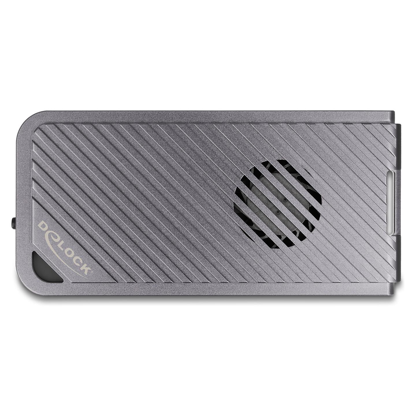 Këllëf për Disqe DeLOCK 42025 / M.2 NVMe 2280 / USB 40Gbps / USB-C / LED / Ventilator - Hiri - 3