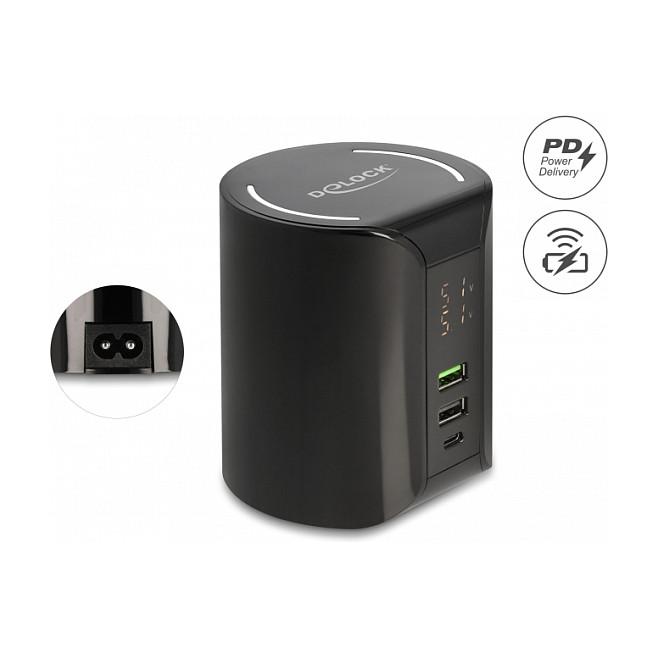 Stacion Karikimi USB DeLOCK 41441, 1 × USB-C, 2 × USB-A, karikim pa kabllo deri në 10 W, 58 W - Zezë - 2