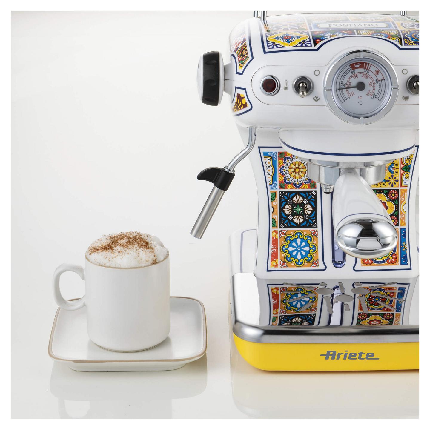 Aparat Manual për Espresso Ariete Positano 1389/1P, 850 W, 15 bar, Rezervuar 0.9 L, Kapsula ESE - Bardhë/Shumëngjyrësh - 5