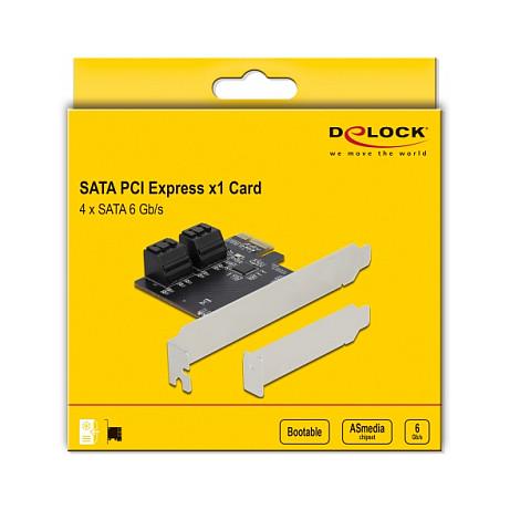 Kartë Zgjerimi PCI Express Delock 90010 / PCIe 3.0 x1 / 4x SATA 6Gbps / Asmedia ASM1064 / Low Profile - 4