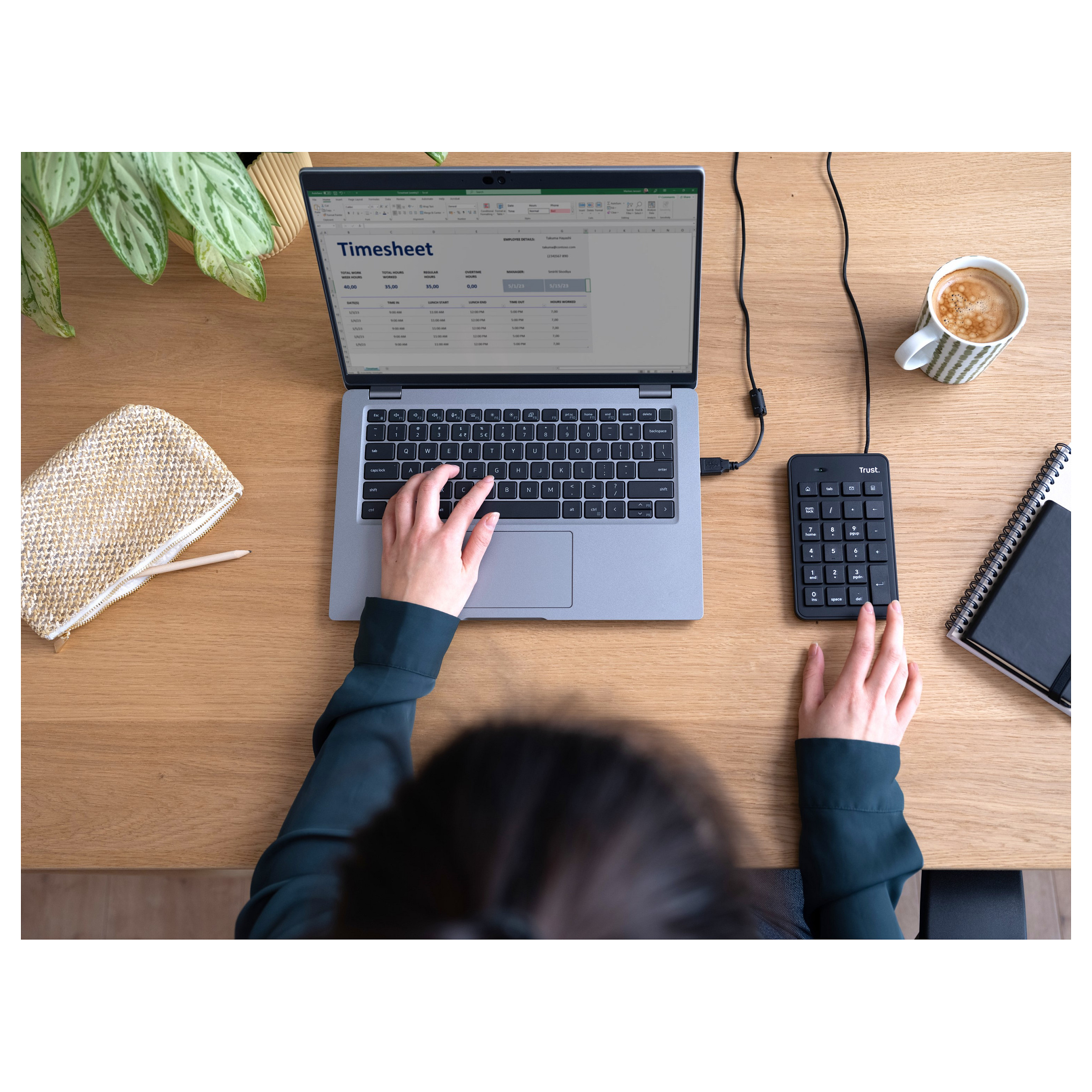 Tastierë Me kabllo Trust Xalas 22221 / Numeric Keypad / 23 Keys / USB / 1.5 m - Zezë - 7