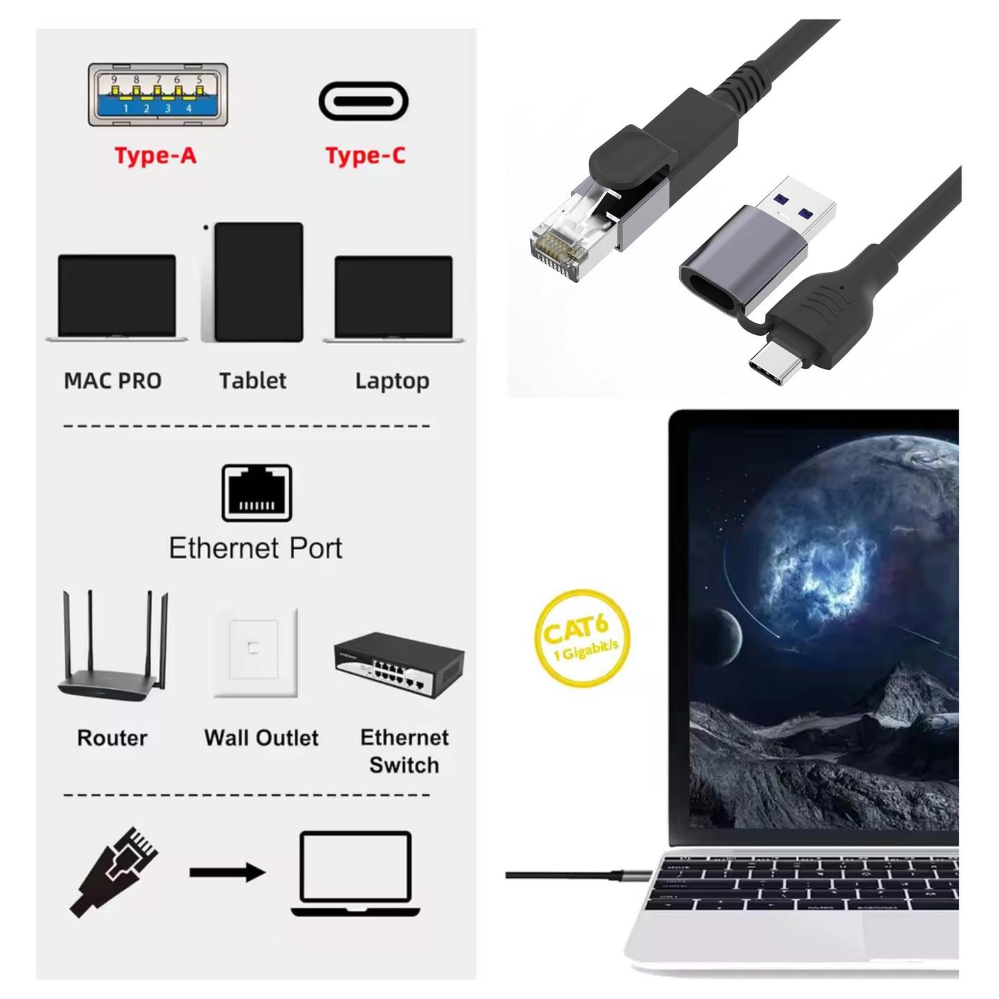 Kabllo për Rrjet EQUIP 133103, USB-A/USB-C në RJ45, Gigabit Ethernet, 3m - Zezë - 8