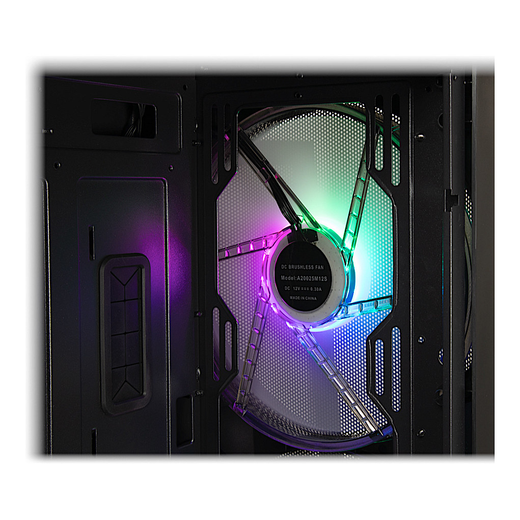 Kasë PC Inter-Tech IT-3503 Airstream / Midi Tower / eATX / ATX / 2x 200mm ARGB Fan / 1x 3.5" + 3x 2.5" Bay / Tempered Glass / USB-C - Zezë - 11