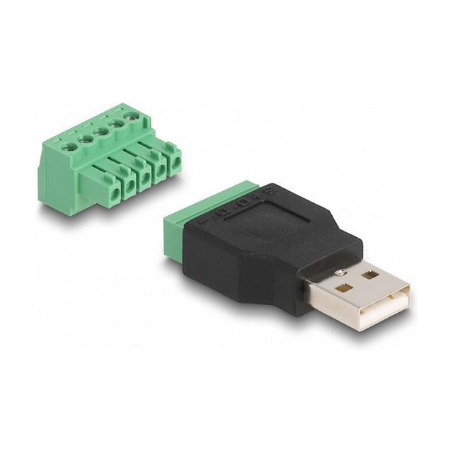 Kabllo & Adapter USB DeLOCK 65971 / USB-A në bllok terminalesh 5-pin / USB 2.0 - Zezë/Gjelbër - 2