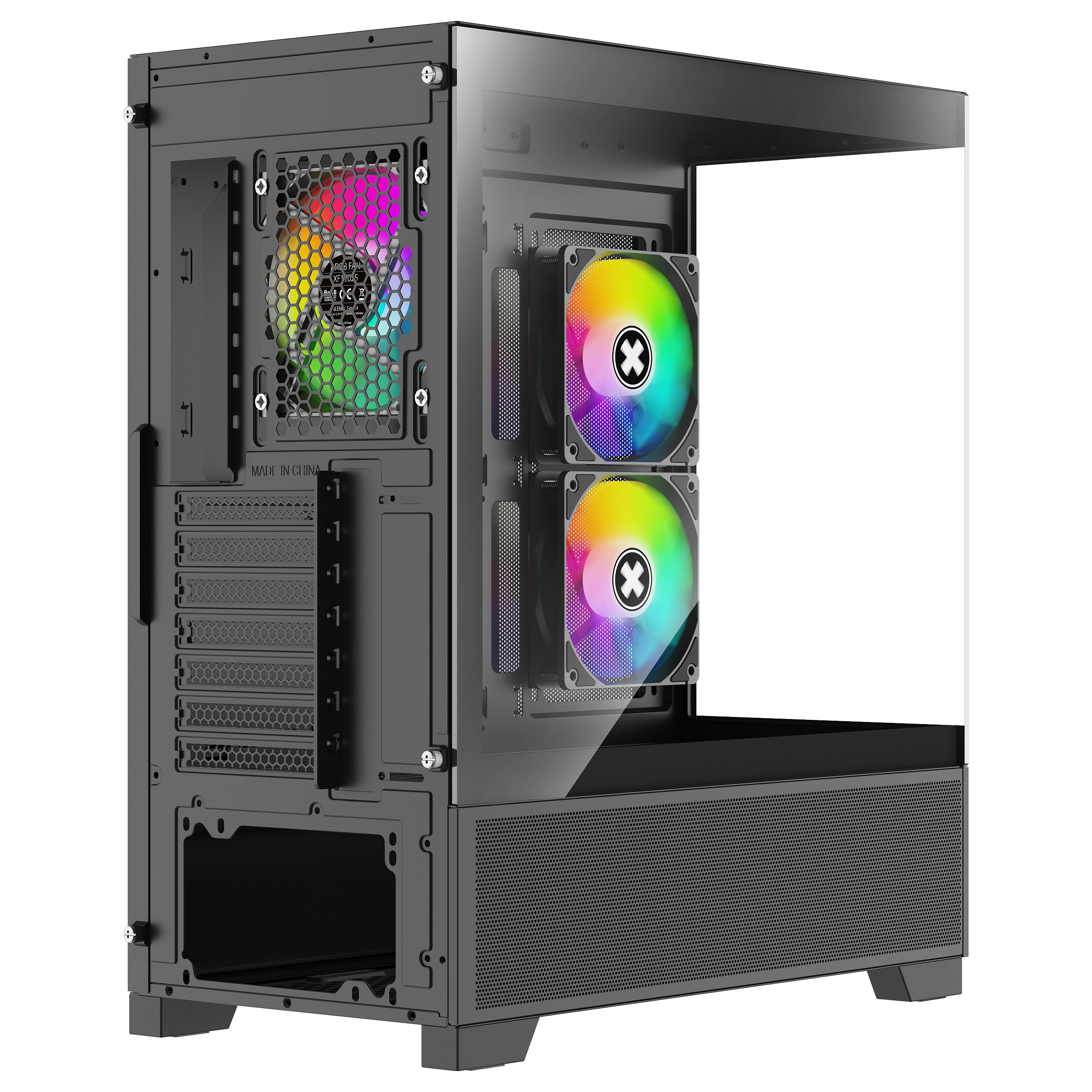 Kasë PC Xilence Beam / Midi Tower / ATX / 2x 120mm + 1x 120mm ARGB Fan / Tempered Glass - Zezë - 4