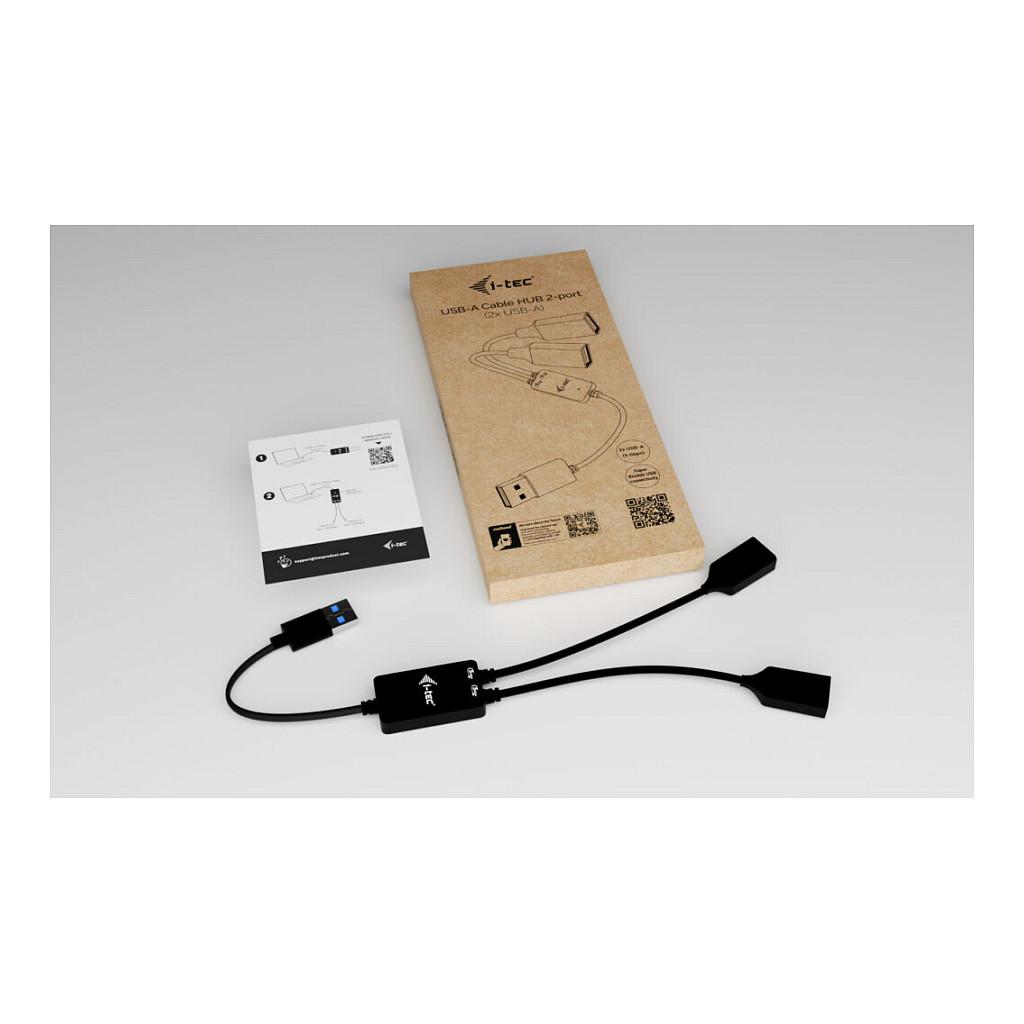 Hub USB i-tec U3CBLHUB2A, USB-A, 2x USB-A, USB 3.2 Gen 1, 5Gbps, Kabllo 10cm - Zezë - 2