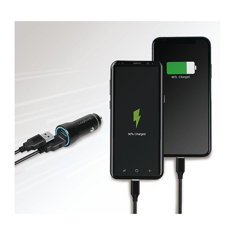 Adapter telefoni për veturë LogiLink PA0285 / 2x USB-A / 10.5W / LED – Zezë - 4