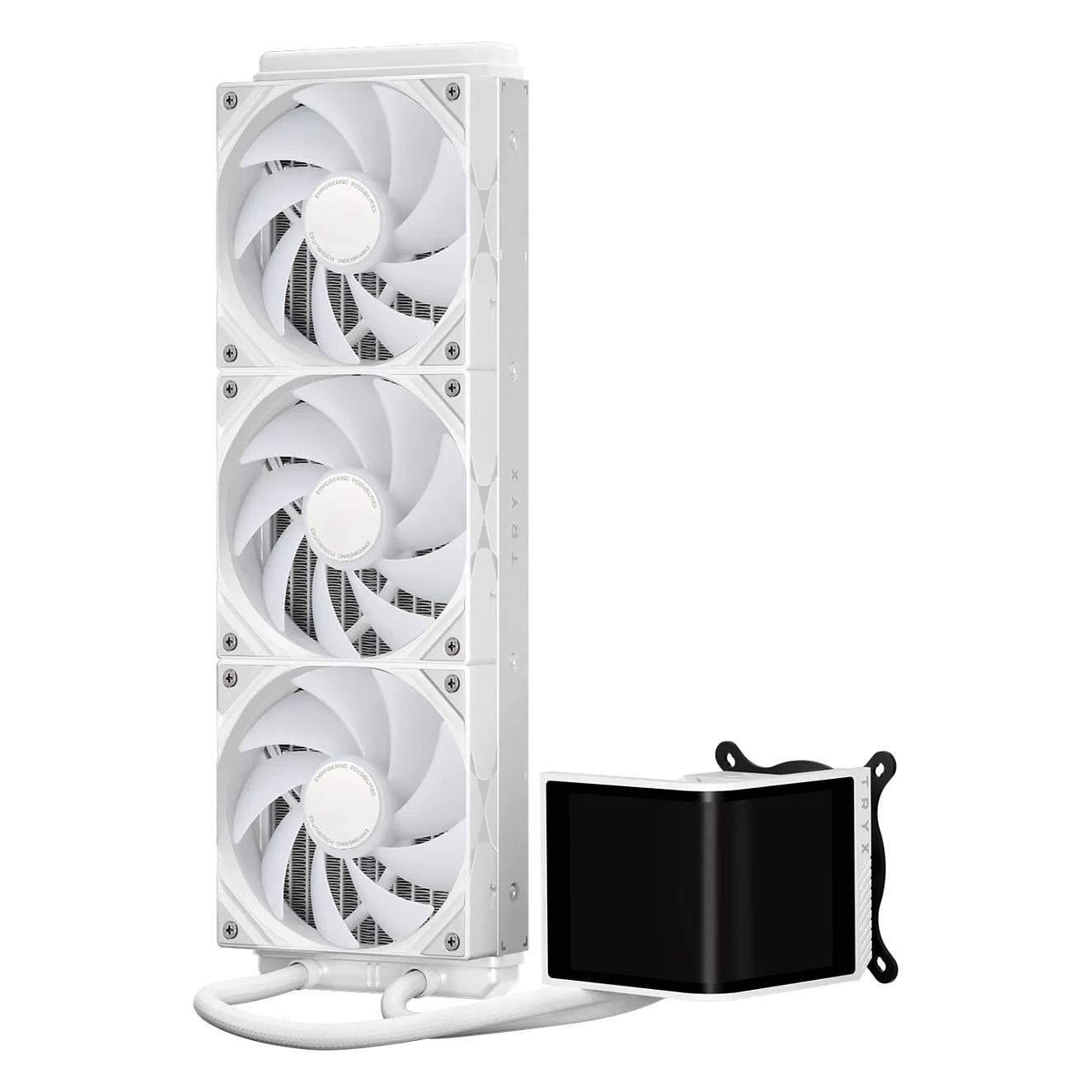 Ftohës për Procesor TRYX PANORAMA SE ARGB 360 / AIO / 360mm / 3×120mm ARGB Fan / 3D AMOLED / 280W TDP – Bardhë - 5