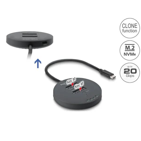 Docking Station DeLOCK 64364 / 2x M.2 NVMe / USB-C 20Gbps / Klonim – Zezë - 4
