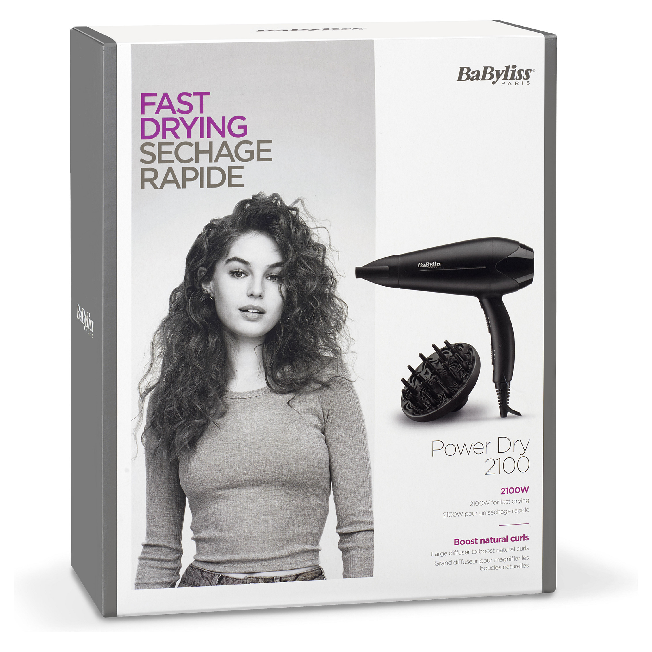Tharëse për flokë BaByliss Power Dry 2100 D563DE / 2100W / DC / Ceramic / 91 km/h / 3 Temperatura / 2 Shpejtësi / Difuzor – Zezë - 7