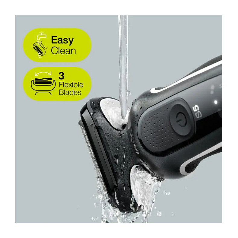 Makinë e rrojës për meshkuj Braun Series 5 51-W1600s / 3 Tehe Fleksibël / AutoSense / Wet & Dry / 50 Min / BodyGroomer – Zezë - 3
