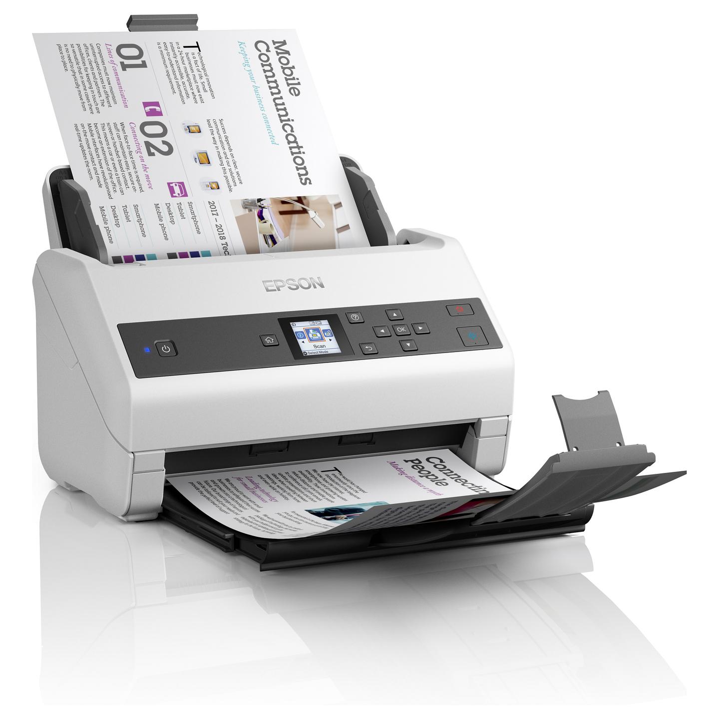 Skaner Epson WorkForce DS-970 / A4 / CIS / 600 × 600 DPI / Duplex / 85 ppm / 170 ipm / ADF 100 Fletë / USB 3.2 / Ethernet - Bardhë/Zezë - 3