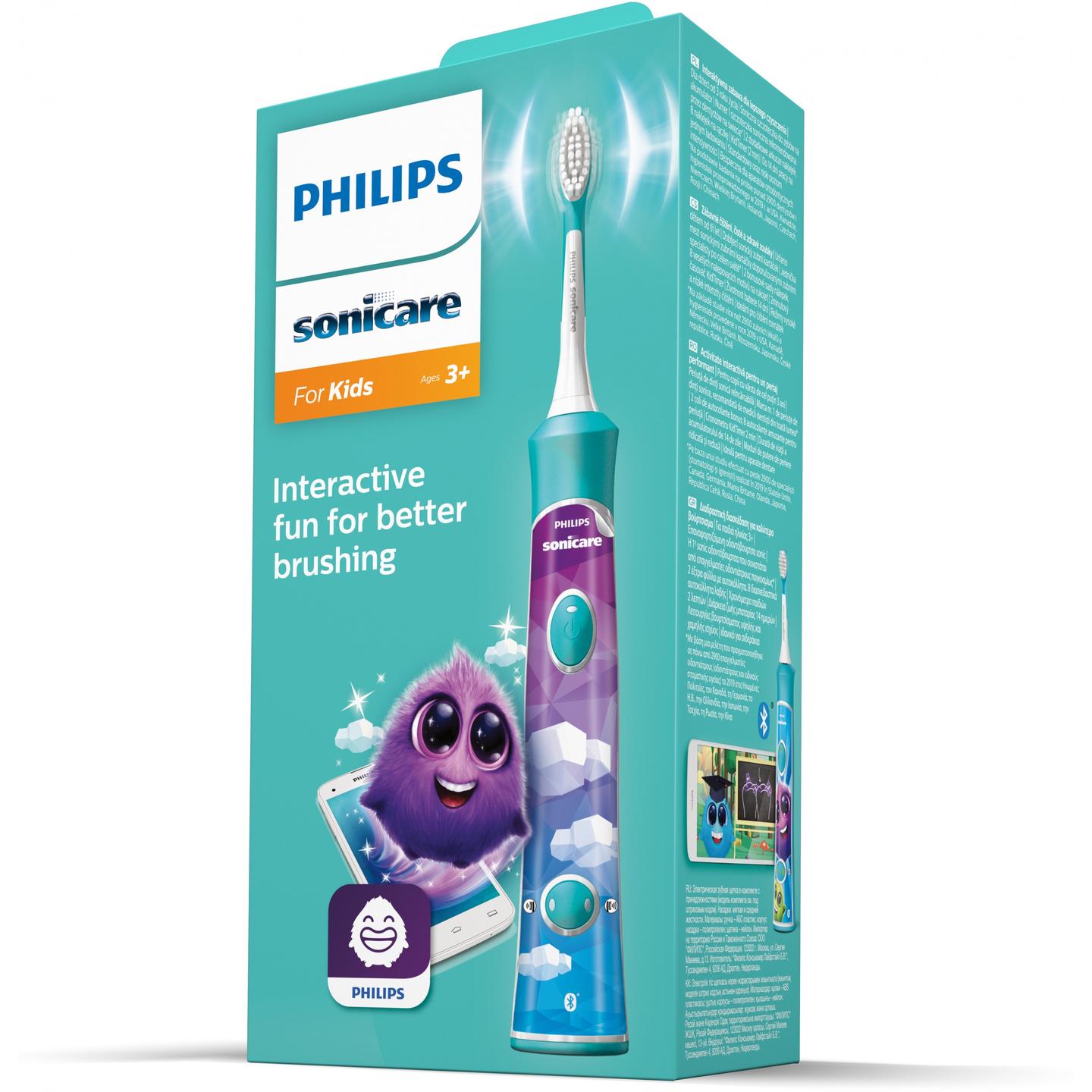 Furçë dhëmbësh elektrike për fëmijë Philips Sonicare For Kids / HX6322/04 / Bluetooth / 2 Modalitete / 2 Koka Furçe / Bateri Li-Ion – Blu - 4