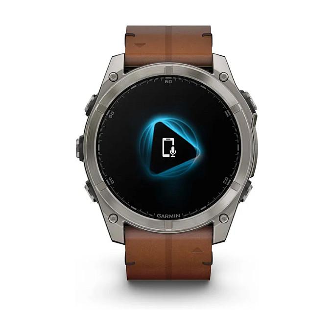 Orë e Mençur Garmin fēnix 8, 51mm, AMOLED, Sapphire, GPS, Titan, Rrip Lëkure - Hiri/Kafe - 12