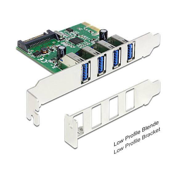 Kartë Zgjerimi PCI Express Delock 89360 / PCIe 2.0 x1 / 4x USB Type-A 5Gbps / Renesas / Low Profile - 4