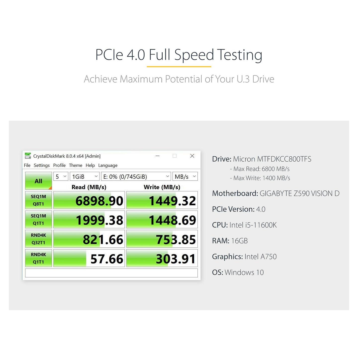 Kartë Zgjerimi StarTech.com PEX4SFF8639U3, PCI Express 4.0 x4, 1x U.3 NVMe SFF-TA-1001, 2.5", PCIe - 11