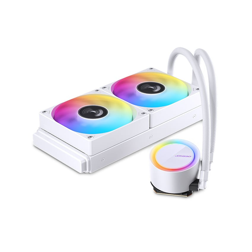 Ftohës për Procesor Jonsbo TG-240 / AIO / 240mm / 2×120mm PWM Fan / ARGB / 260W TDP / LGA115x/1200/1700 / AM4/AM5 – Bardhë - 2