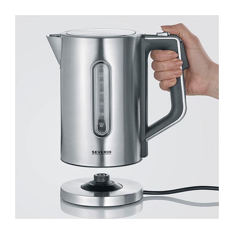 Çajnik Elektrik Severin WK 3418, 1.7L, 3000W, Temperaturë e Rregullueshme, 360° – Zezë, Argjend - 4