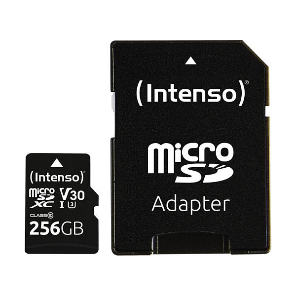 Kartë Memorie SD Intenso Professional microSDXC UHS-I 256GB U3 Class 10 - Zezë - 2