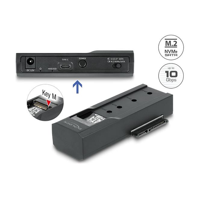 Docking Station Delock 64253 / USB-C / M.2 NVMe & SATA SSD / SATA HDD 2.5" & 3.5" / 10 Gbps - Zezë - 2