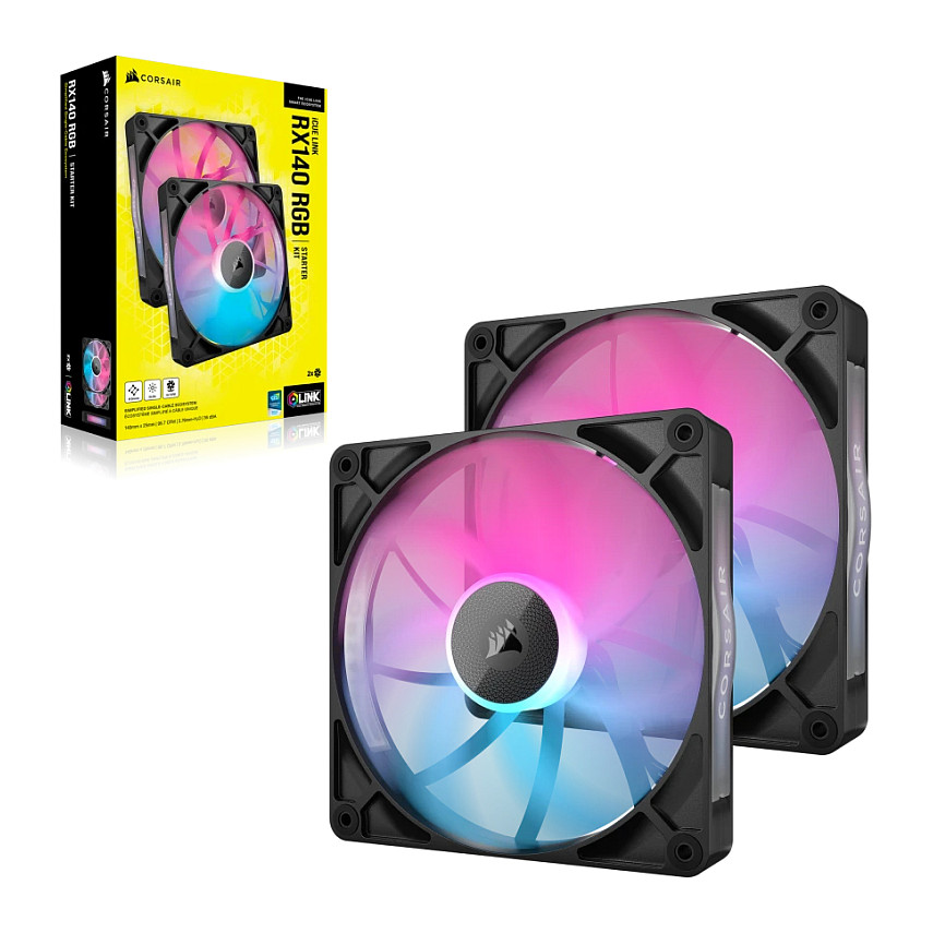 Ftohës për Kasë Corsair iCUE LINK RX140 RGB / 140mm / 300-1700 RPM / RGB / PWM / 2-Pack – Zezë - 8