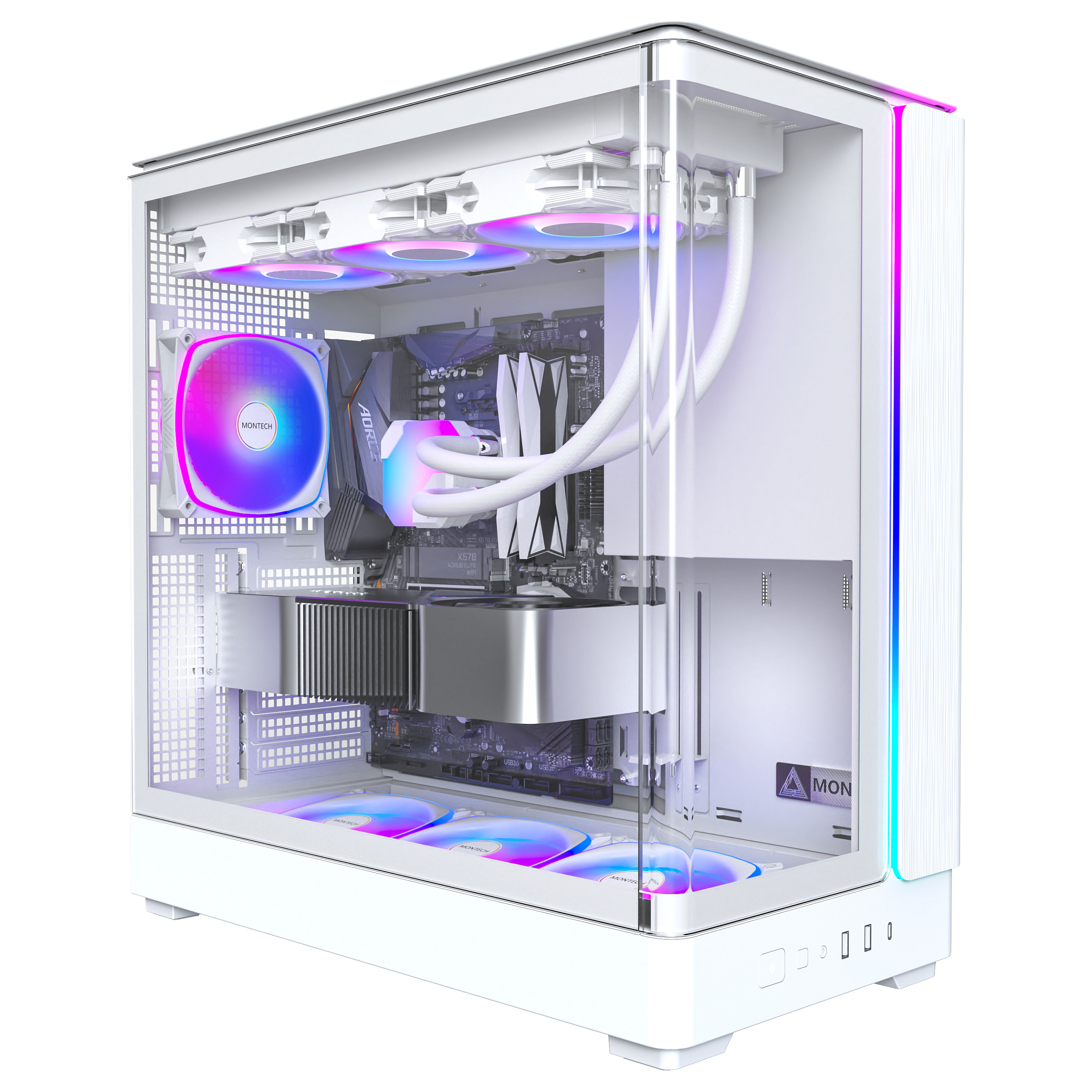 Kasë Montech KING 45 PRO / Midi Tower / ATX / 4x 120mm ARGB Fan / Tempered Glass - Bardhë - 2