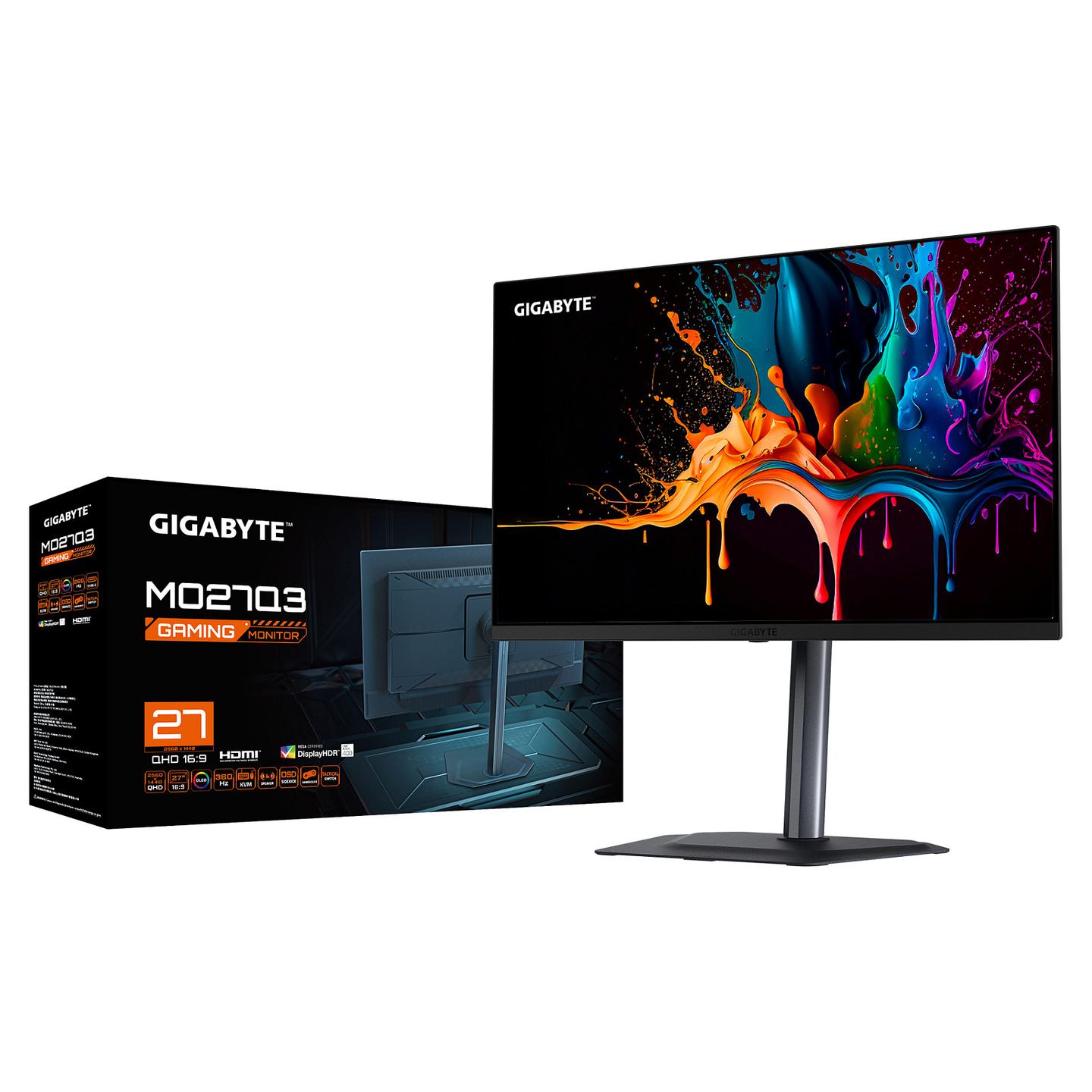 Monitor Gaming Gigabyte MO27Q3 / 27" / QHD QD-OLED / 360Hz / 0.03ms / HDMI+DP+USB-C - Zezë - 5