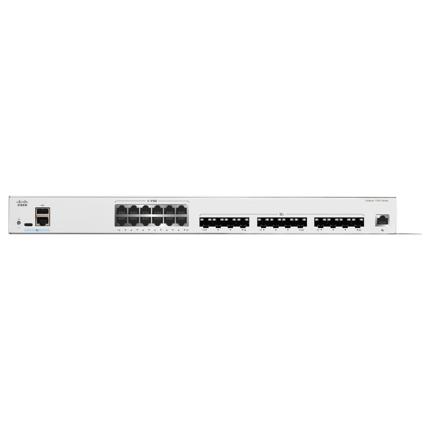 Switch Cisco Catalyst C1300-24XTS, 12x 10GbE RJ45, 12x 10GbE SFP+, Layer 3 Managed, Switching Capacity 480Gbps, Rackmount 1U - Hiri - 2