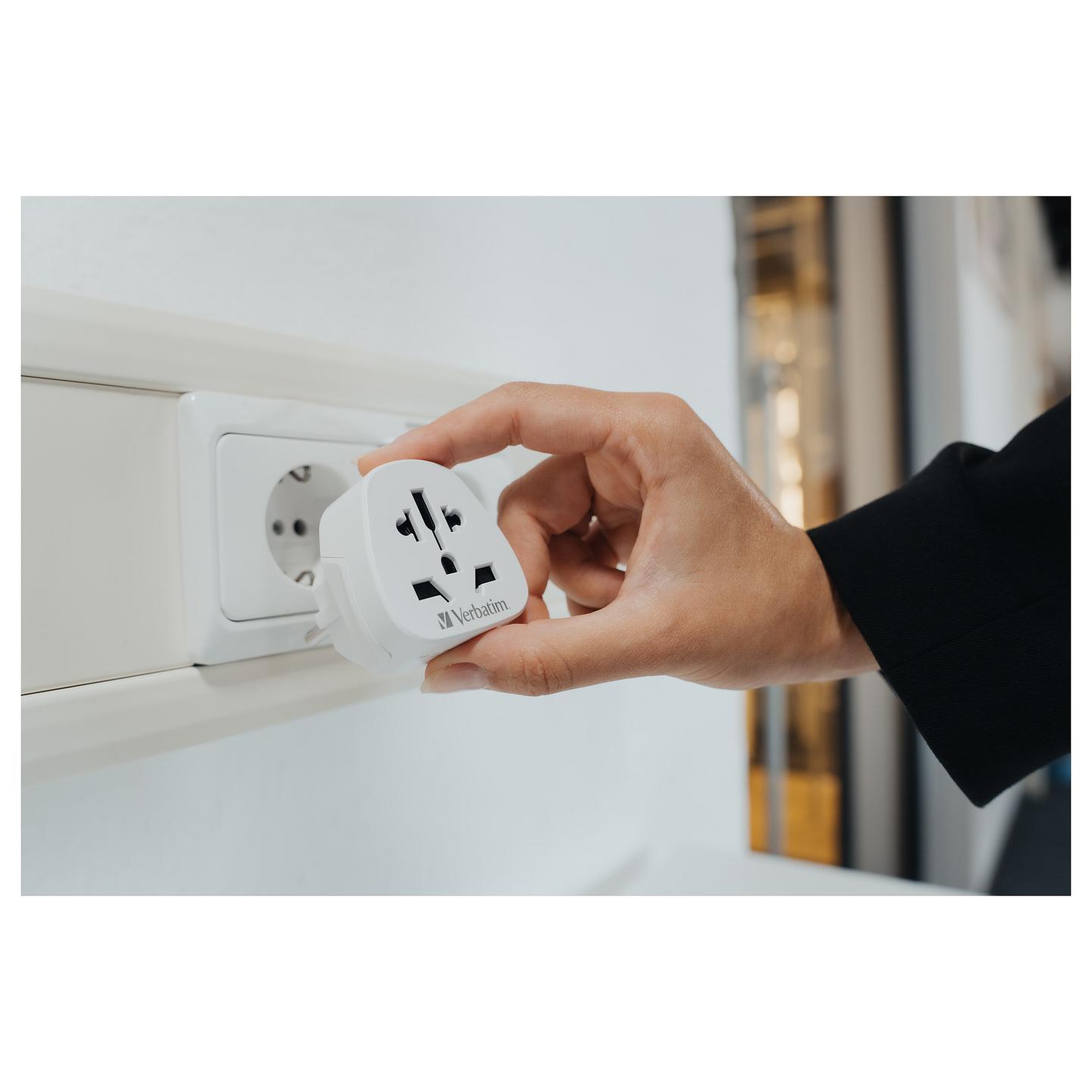 Adapter Udhëtimi Verbatim WTEU-02 / Type A/B, G, I, J, L, N në Type E/F / 10A / 2500W / 100–250V - Bardhë - 4