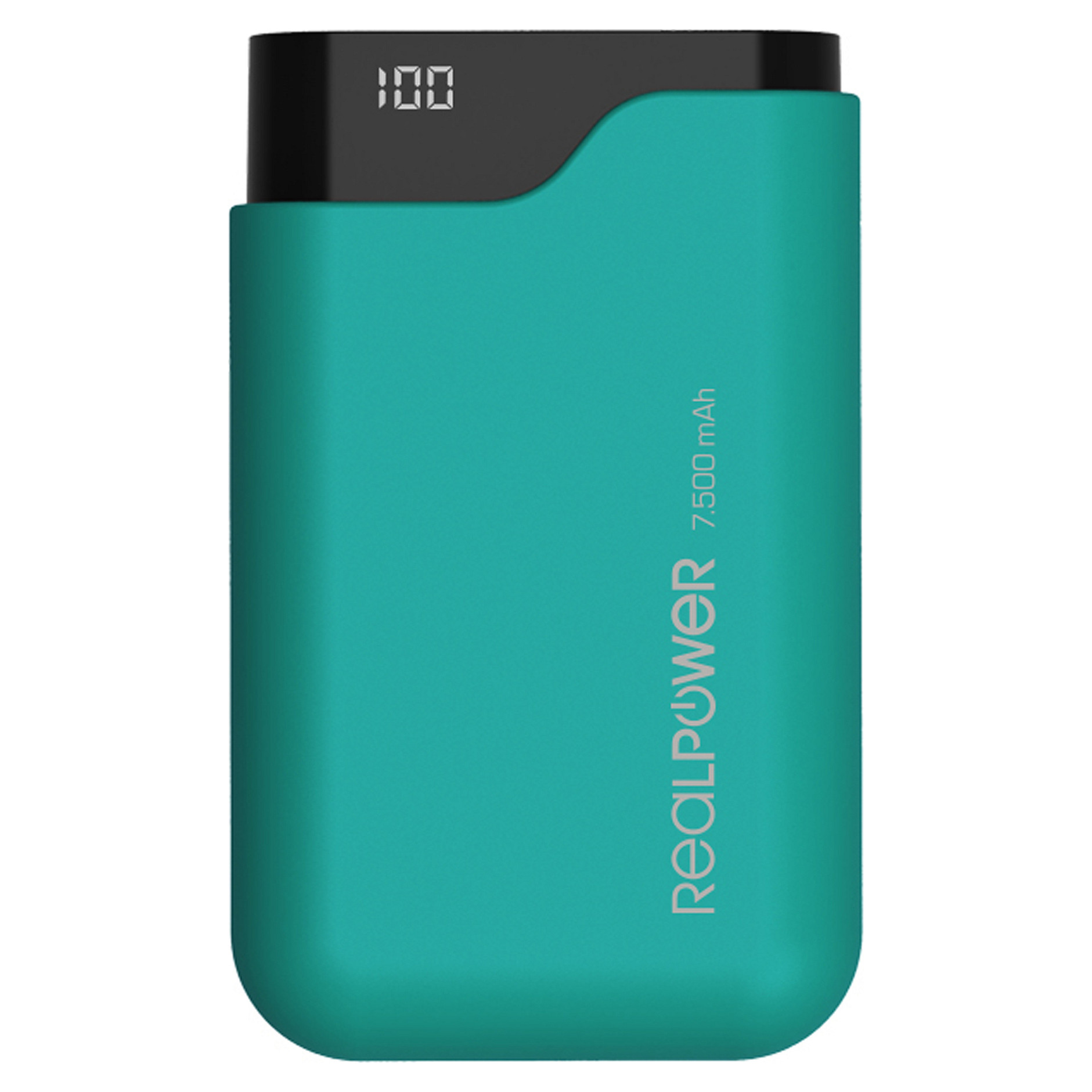 Powerbank RealPower PB-7500C / 7500mAh / USB-A + USB-C / Display – Gjelbër - 3
