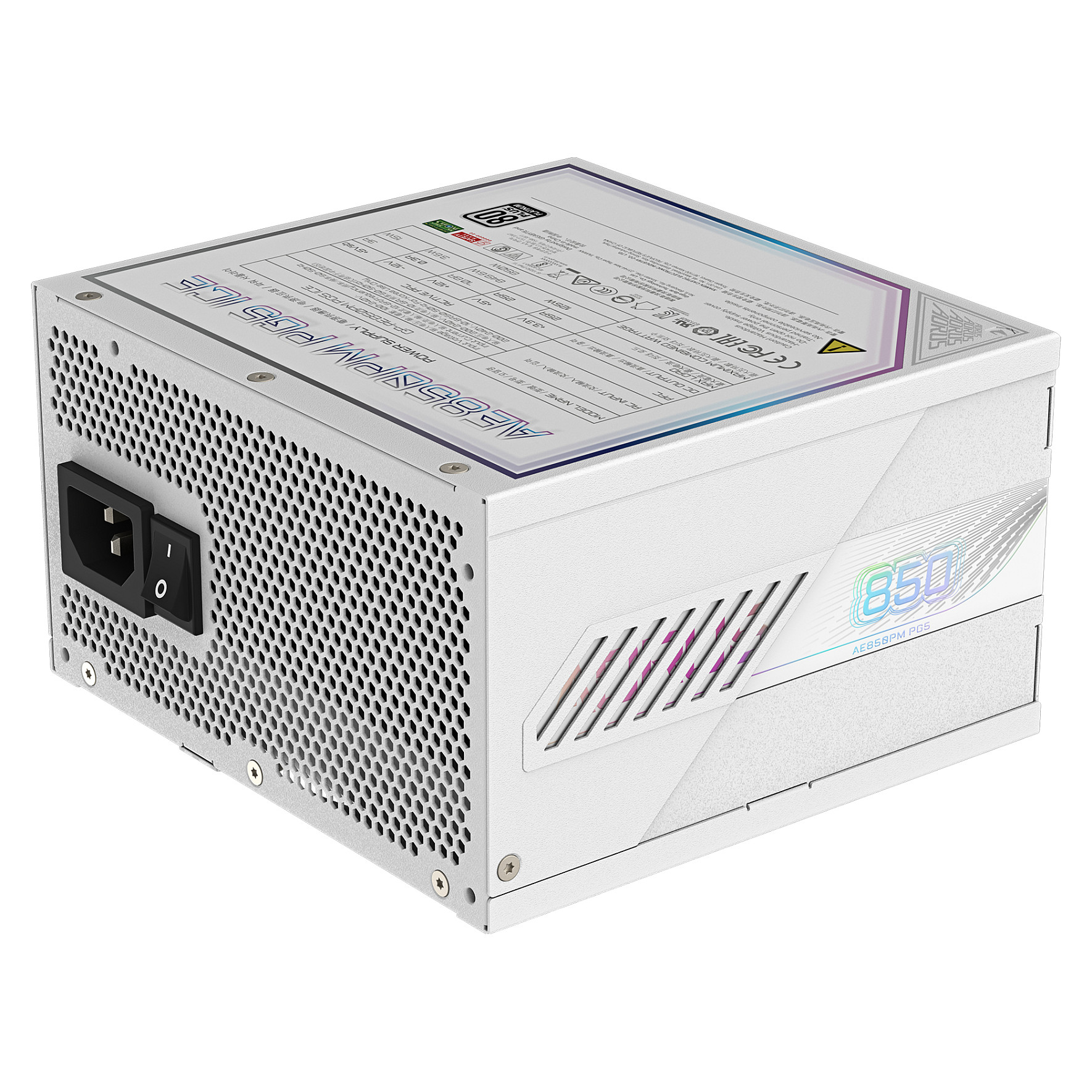 Furnizues Energjie GIGABYTE AORUS ELITE P850W ICE / 850W / ATX 3.1 / 80 PLUS Platinum / Fully Modular - Bardhë - 5