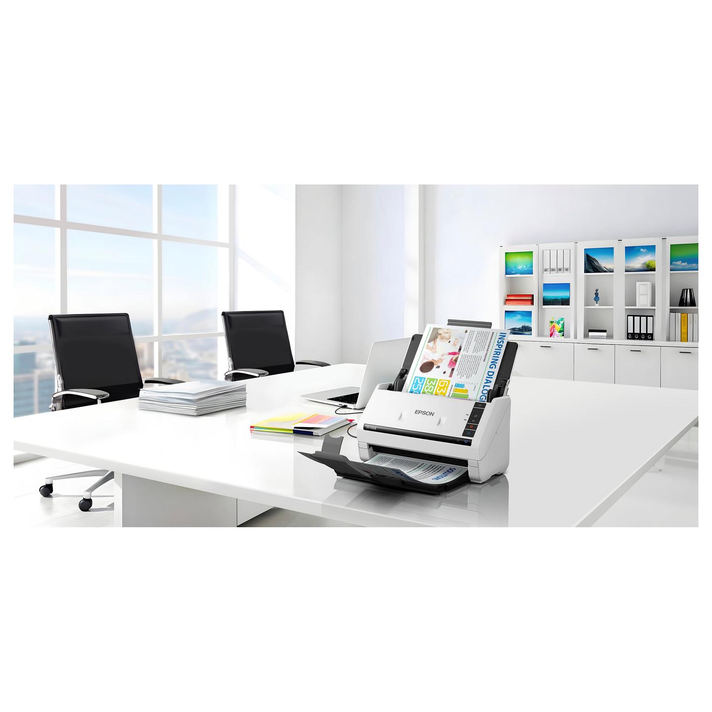 Skaner Epson WorkForce DS-530III / A4 / CIS / 600 × 600 DPI / Duplex / 40 ppm / ADF 60 Fletë / 6500 Faqe/Ditë / USB 3.2 - Bardhë - 2